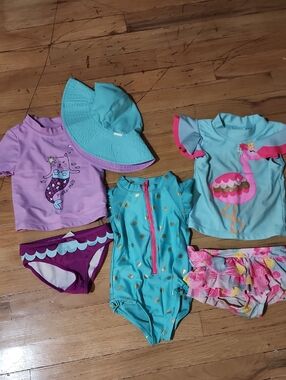 Carter's Turquoise, Purple & Pink Kids One-Piece Swim Set